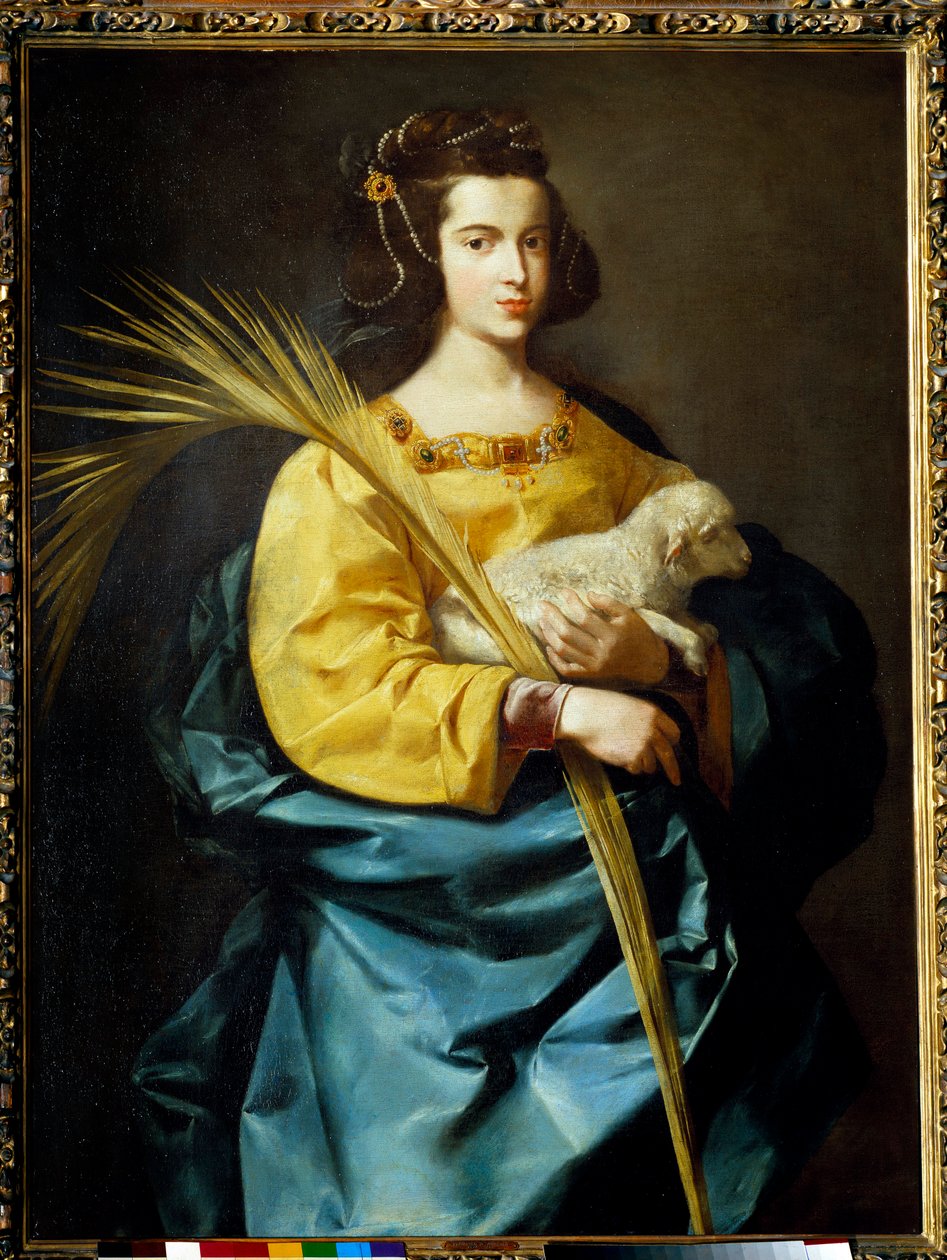 Representation of Saint Agnes Painting by Francisco de Zurbaran (1598-1664) (ec.esp.) 17th century Privee Collection. بواسطة فرانسيسكو دي زورباران