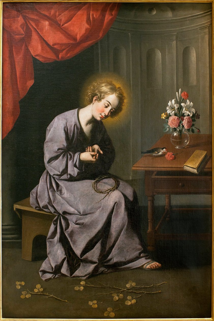 الطفل لديه العمود الفقري - رسم لفرانسيسكو دي زورباران (1598-1664) ، زيت على قماش ، حوالي 1630 - متحف الفنون الجميلة في إشبيلية ، إسبانيا بواسطة فرانسيسكو دي زورباران