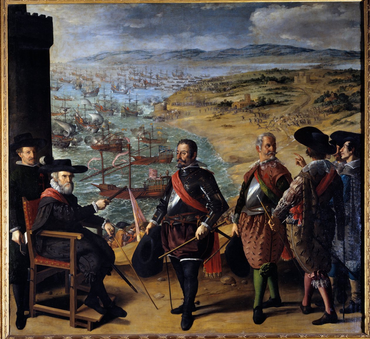 The defence of Cadiz (Cadiz, Spain) against the English. The English troops seized the Tower of Cadiz on 1 November 1625 in order to intercept gold and silver from America. The seated character is Fernando Giron, governor of the city, traps in the tower di بواسطة فرانسيسكو دي زورباران