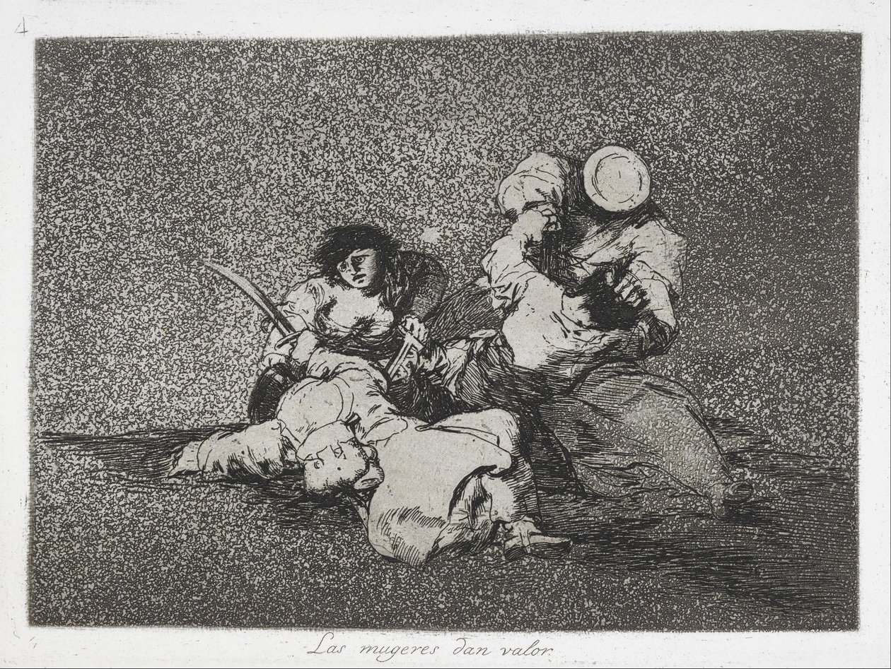 تقدم النساء الشجاعة (Las mugeres dan valor) من سلسلة The Disasters of War (Los Desastres d ... بواسطة فرانسيسكو دي جويا