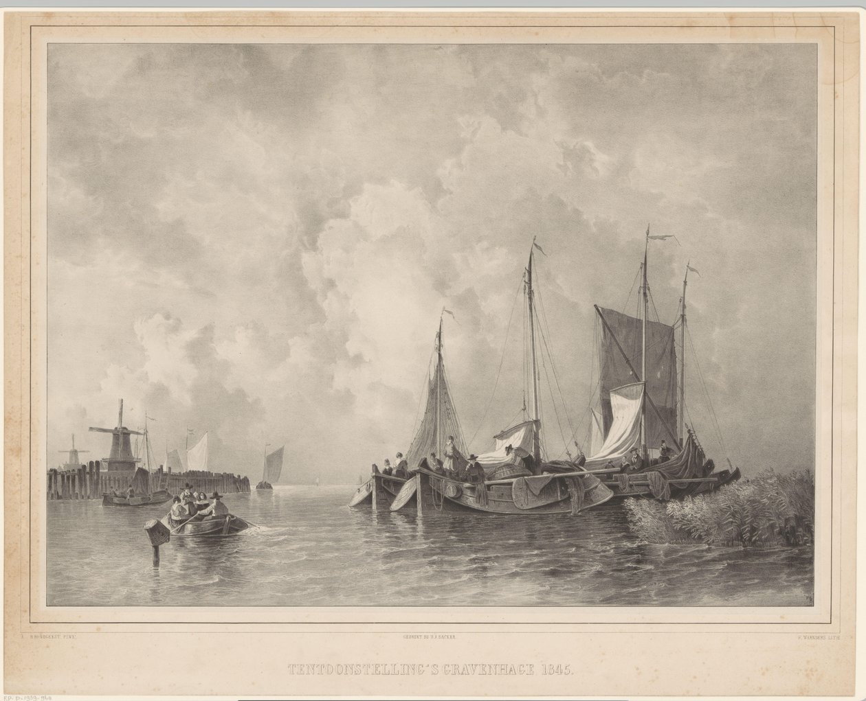 ميناء بالقوارب معرض لاهاي 1845 (العنوان على الكائن) بواسطة فرانسيسكوس برناردوس واندرز
