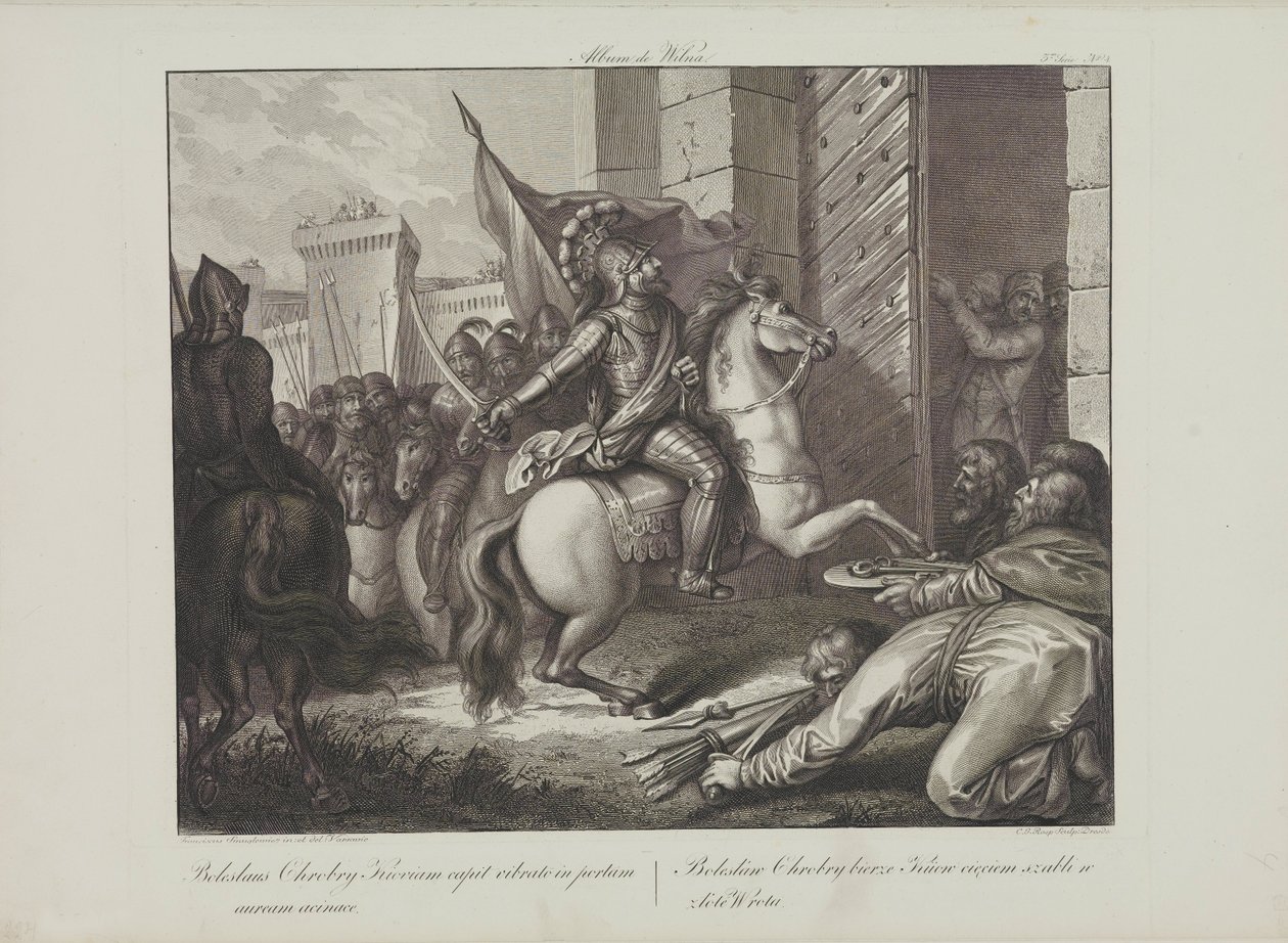 دخول بوليسلاف الشجاع إلى كييف بواسطة Smuglewicz ، Franciszek (1745-1807). الطباعة الحجرية ، أواخر القرن الثامن عشر .. مجموعة خاصة بواسطة فرانسيسزيك سموجليويتش