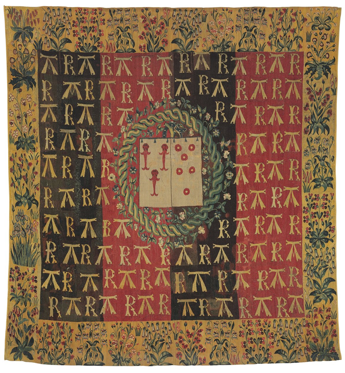 نسيج من الأذرع المزخرفة ، يصور أذرع روبرت تشابوت وأنطوانيت د "إيلليرس ، c.1503 بواسطة مدرسة فرانكو الفلمنكية
