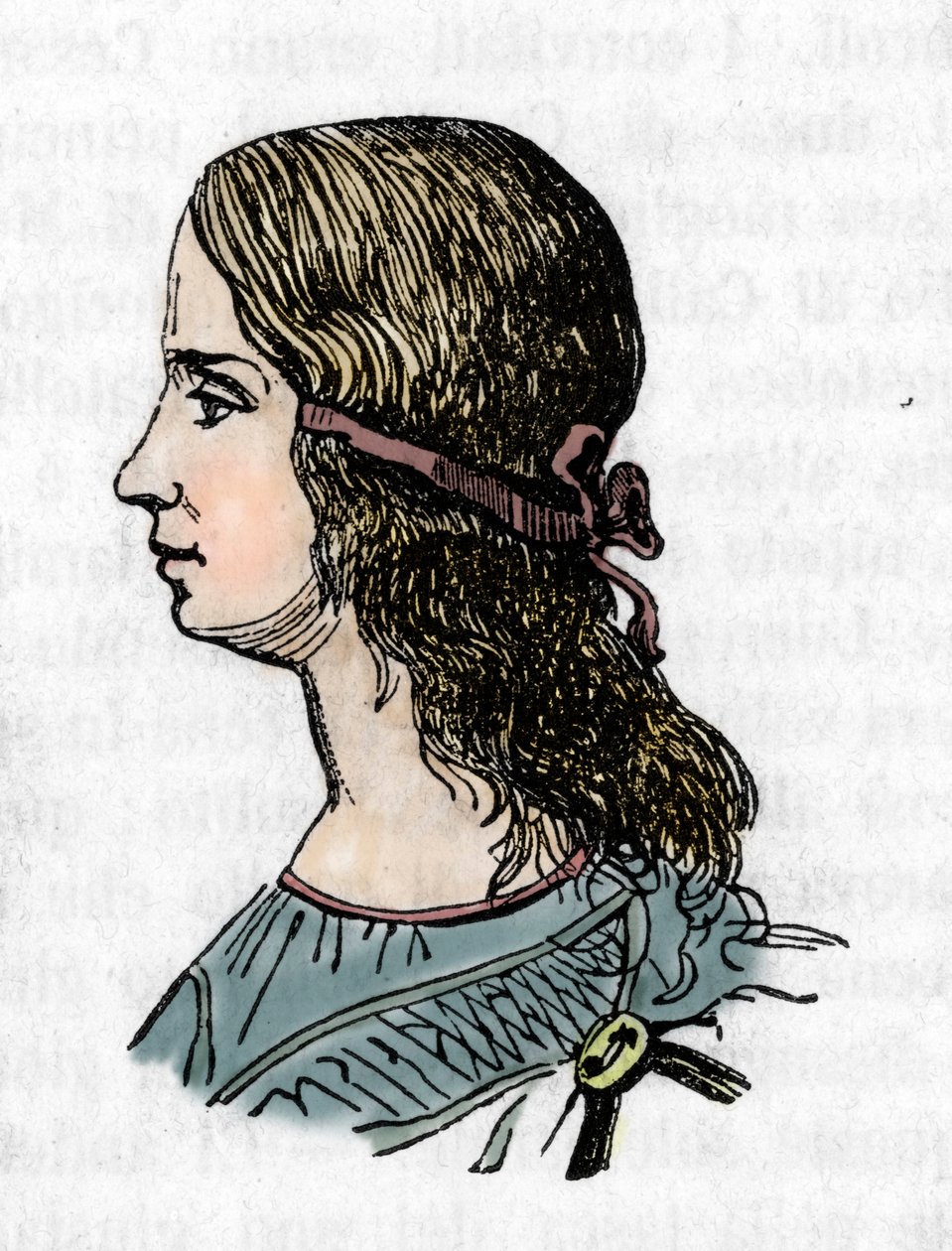 صورة لوكريس بورجيا (لوكريزيا) (1480-1519) نقش من "" أسرار الفاتيكان "بقلم فرانكو ميسترالي 1866 بواسطة فرانكو ميسترالي