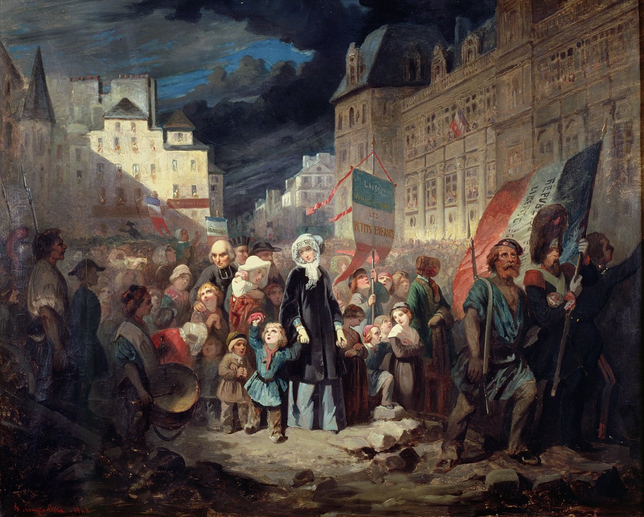 مدام لامارتين تتبنى أبناء الوطنيين الذين قتلوا في المتاريس في باريس خلال ثورة 1848 ، 1848 بواسطة فرانسوا كلوديوس كومبت كاليكس