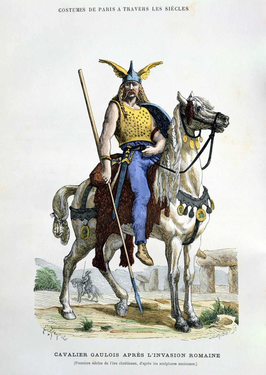 محارب غالي بعد غزو روما ، رسم توضيحي من `` أزياء باريس ترافرز لي سيكلز &39;&39; بقلم H. بواسطة فرانسوا إدوارد زير