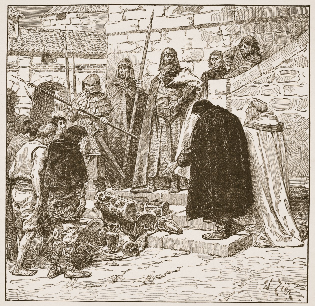 جمع Dane-gelt ، توضيح من "كنيسة إنجلترا: تاريخ للشعب" بقلم HDM Spence-Jones ، حانة. ج .1910 (صورة بني داكن) بواسطة فرانسوا إدوارد زير
