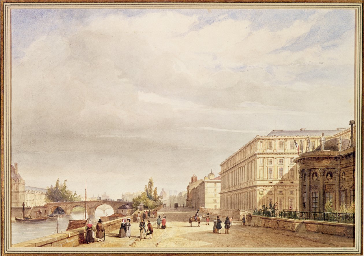 Le Quai d&39;Orsay ، 1839 (قلم وحبر مع غسيل على الورق) بواسطة فرانسوا إتيان فيليريت