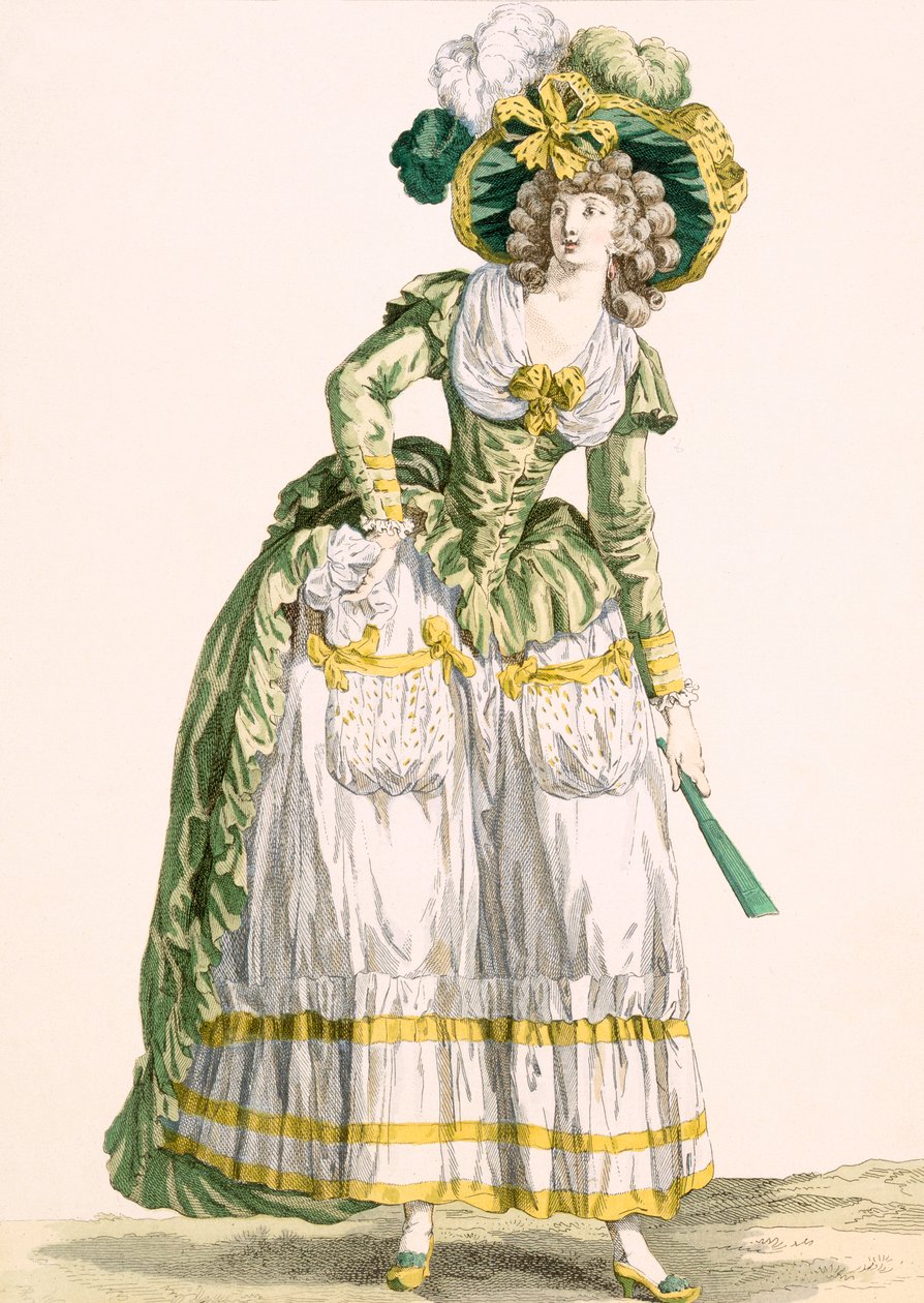 فستان على الطراز الريفي للسيدات ، منقوش بواسطة Bacquoy ، اللوحة رقم 228 من "Galeries des Modes et Costumes Francais" ، 1780 بواسطة فرانسوا لويس جوزيف واتو