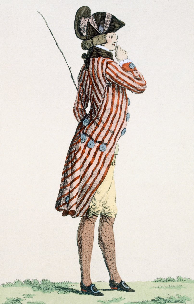 Le Lorgneur ، محفورة بواسطة Baquoi ، اللوحة رقم 283 من "Galeries des Modes et Costumes Francais" ، c.1778-87 بواسطة فرانسوا لويس جوزيف واتو