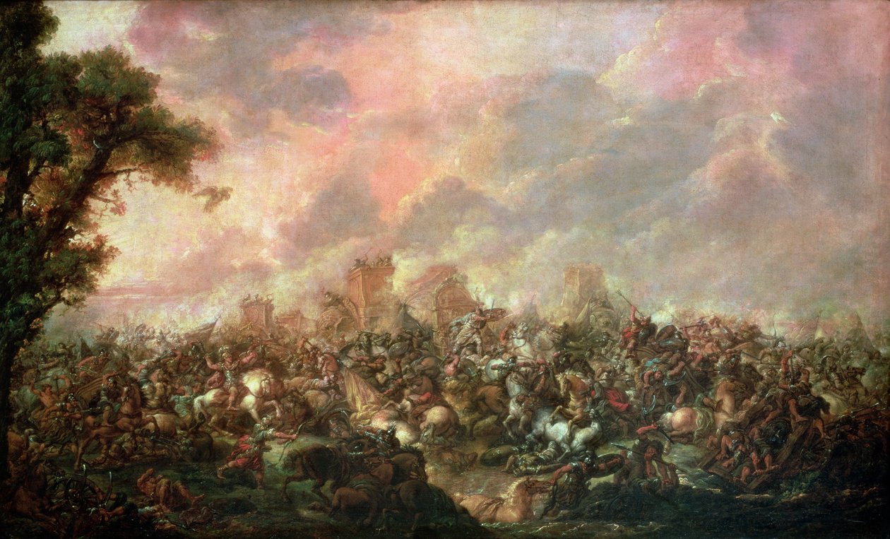 هزيمة داريوس (339-330 قبل الميلاد) من قبل الإسكندر الأكبر (356-323 قبل الميلاد) 331 قبل الميلاد بواسطة فرانسوا لويس جوزيف واتو