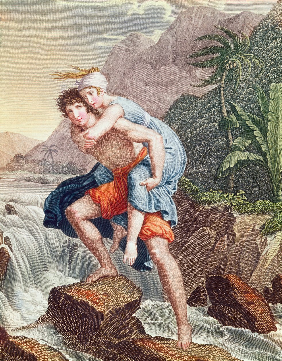بول يحمل فيرجيني عبر النهر ، 1805 (نقش الألوان) بواسطة فرانسوا باسكال سيمون جيرارد