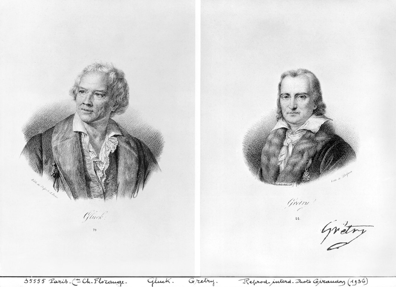 كريستوف ويليبالد فون غلوك (1714-87) وأندريه إرنست موديست غريكت (1741-1813) بواسطة فرانسوا سيرافين ديلبك