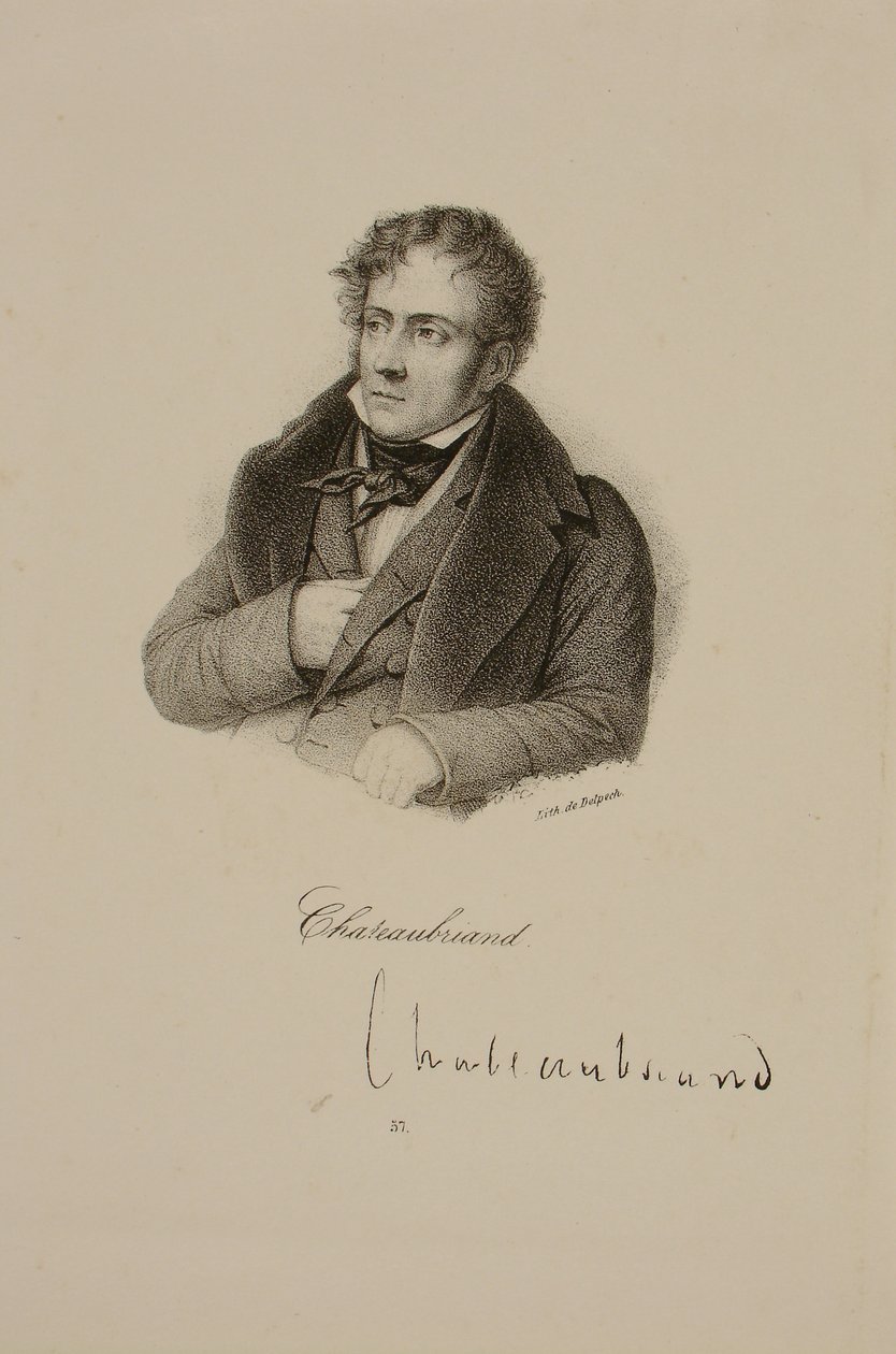 صورة لفرنسوا رينيه (1768-1848) Viscount of Chateaubriand بواسطة فرانسوا سيرافين ديلبك