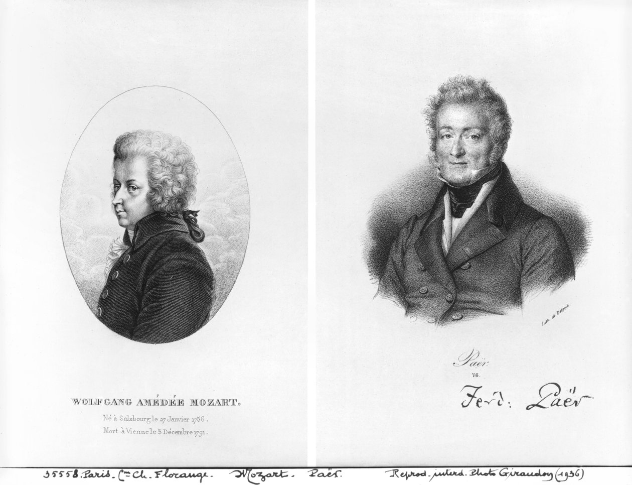 فولفجانج أميديوس موتسارت (1756-1991) وفرديناندو باير (1771-1839) بواسطة فرانسوا سيرافين ديلبك