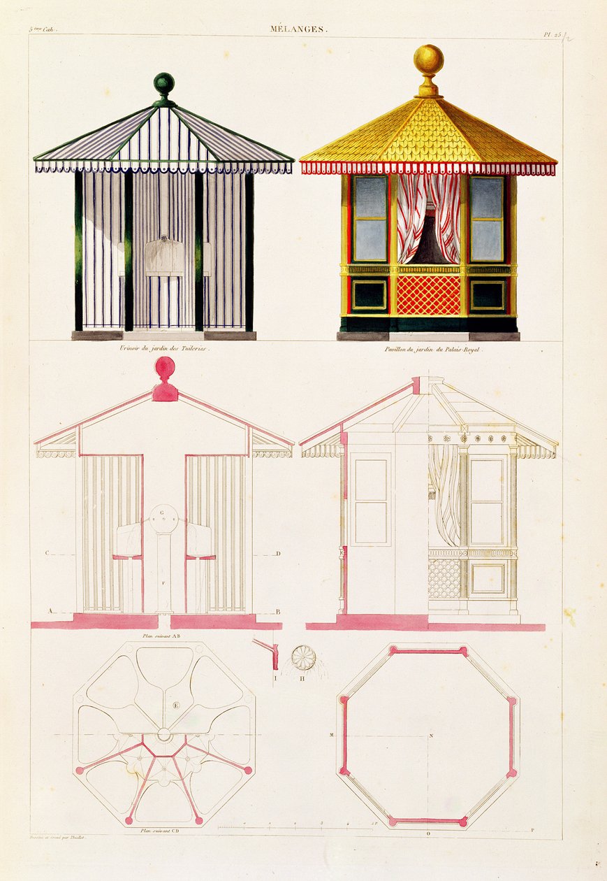 تصميم لجناح ومبولة ، لوحة 25 من مجموعة جديدة من النجارة والديكورات الداخلية ، 1837 بواسطة فرانسوا ثيوليه