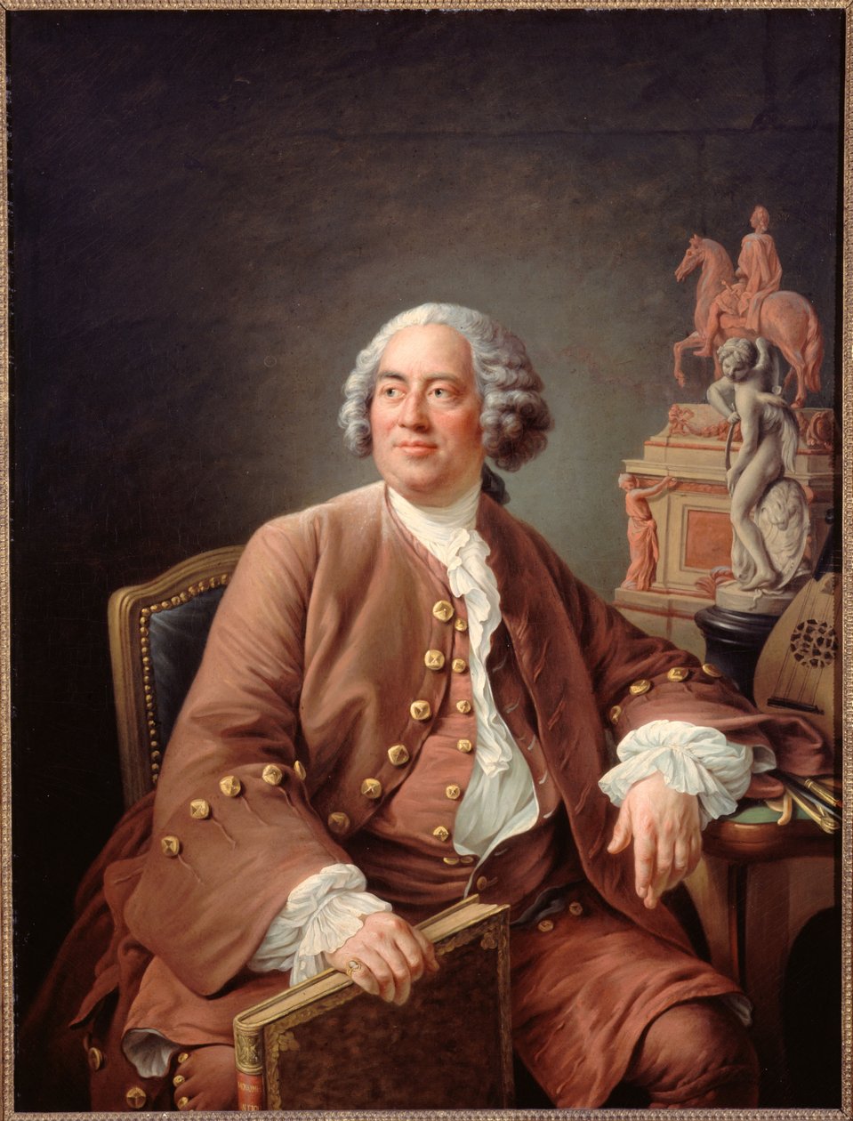 صورة للنحات إدم بوشاردون (1698-1762)، ج. 1758 (زيت على قماش) بواسطة فرانسوا هوبير درويس