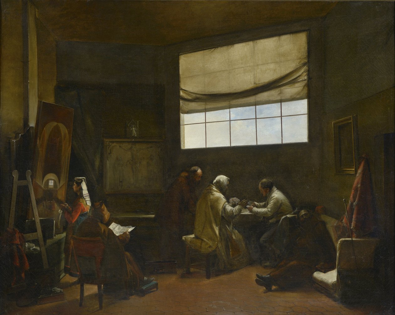 لوحة ورشة عمل الفنان فرانسوا ماريوس جرانيت (1775-1849) خافت 80x100 سم متحف الفنون الجميلة قصر لونجشامب بواسطة فرانسوا ماريوس جرانيت