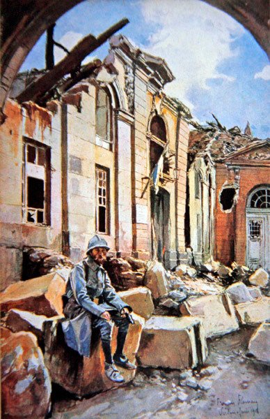 معركة فردان: فناء قصر الأسقف المدمر بواسطة فرانسوا (بعد) فلامنج