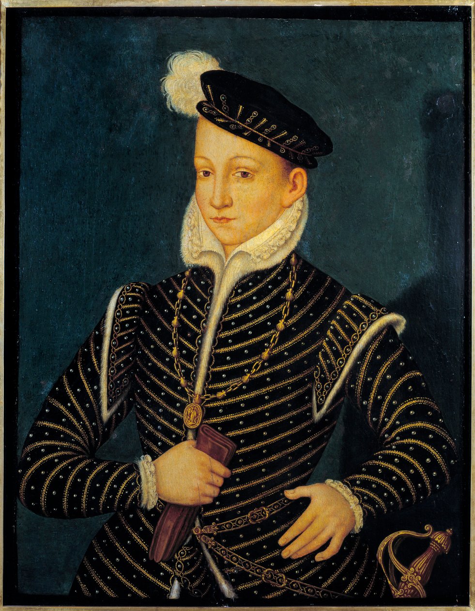 صورة لتشارلز التاسع (1550 - 1574) ملك فرنسا. لوحة منسوبة إلى فرانسوا كلويه (1515-1572) بواسطة Francois (Attr. To) Clouet