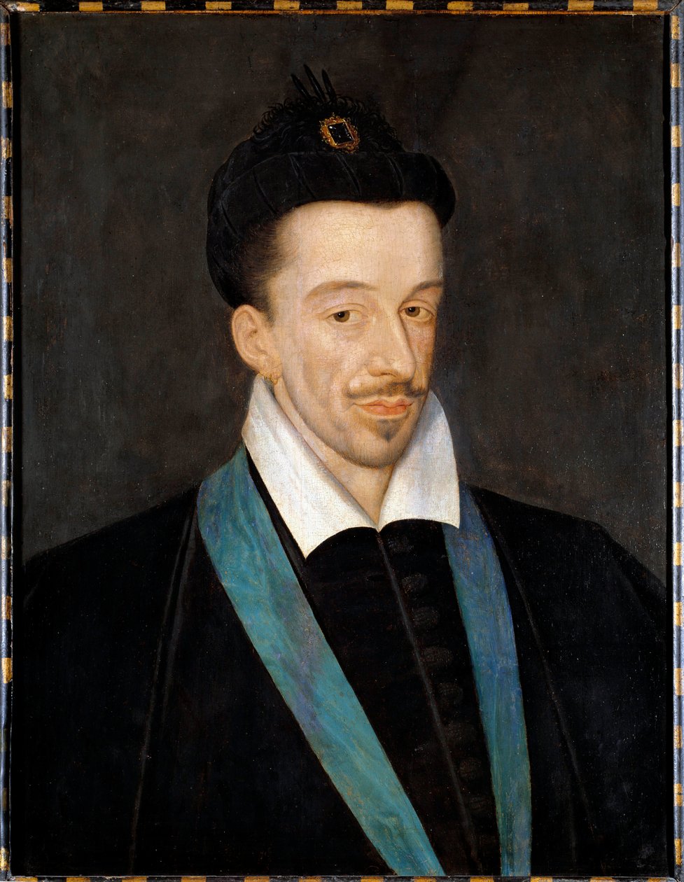 صورة هنري الثالث (1551-1589) ؛ لوحة منسوبة إلى فرانسوا كويسنيل (1543-1616) ، تصور الملك وهو يرتدي الحبل الأزرق من وسام الروح القدس الذي وضعه عام 1578 ؛ الأبعاد: 66 × 52 سم ؛ حوالي 1582-1586 ؛ متحف اللوفر بواسطة فرانسوا (Attr.to) كويسنيل