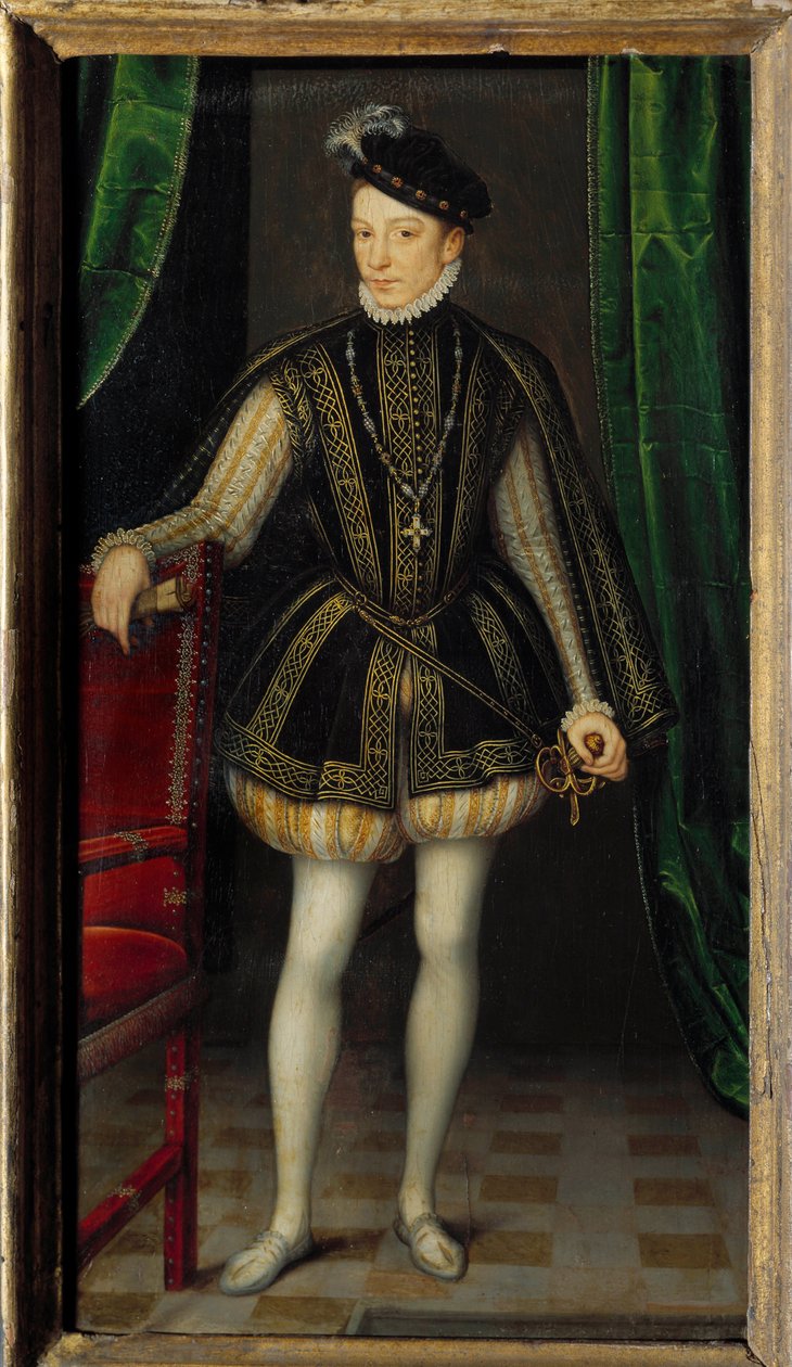 صورة في سفح تشارلز التاسع (1550 - 1574). رسم ورشة فرانسوا كلويه (1515-1572) بواسطة فرانسوا (ورشة عمل) كلويه
