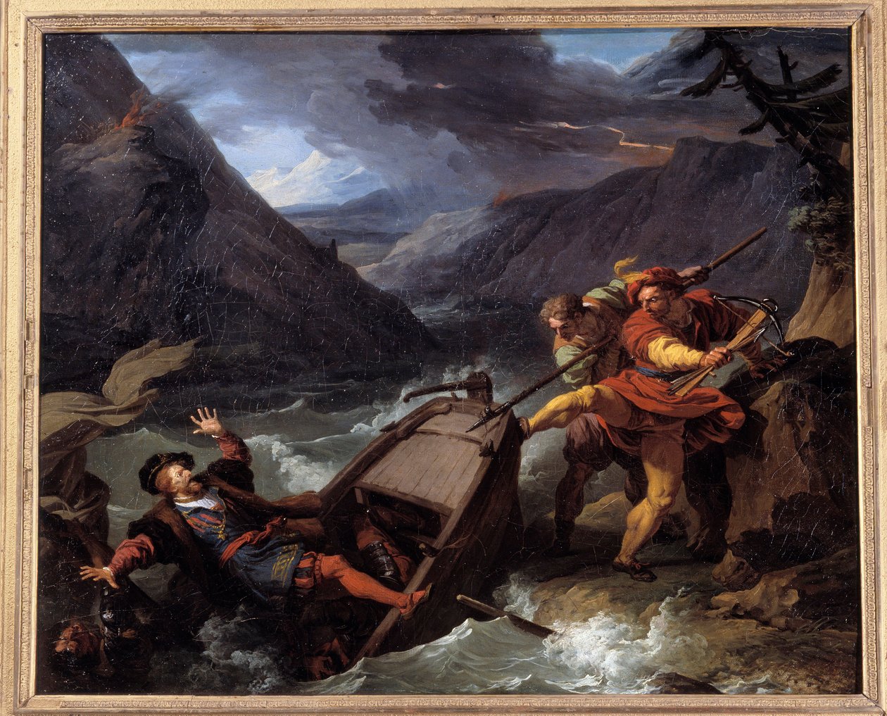 Guessle Guessle Guillaume (Wilhelm) Tell, heros of Swiss independence, is allegorically rebel against the sovereignty of Governor Hermann Gessler. Painting by Francois Andre Vincent (1746-1816) 18th century Gueret. Museum of Fine Arts بواسطة فرانسوا أندريه فنسنت