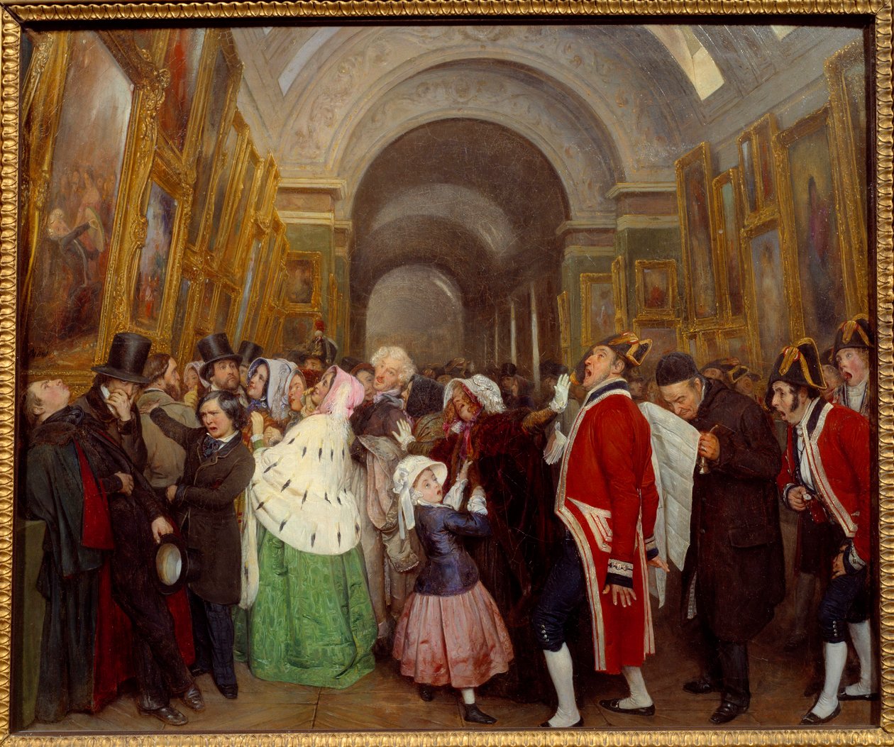 أربع ساعات في Salon Closure لعرض الرسم السنوي في Grande Galerie du Louvre. لوحة فرانسوا أوغست بيارد (1798-1882) 1847 صن. 0،57 × 0،67 م بواسطة فرانسوا أوغست بيارد