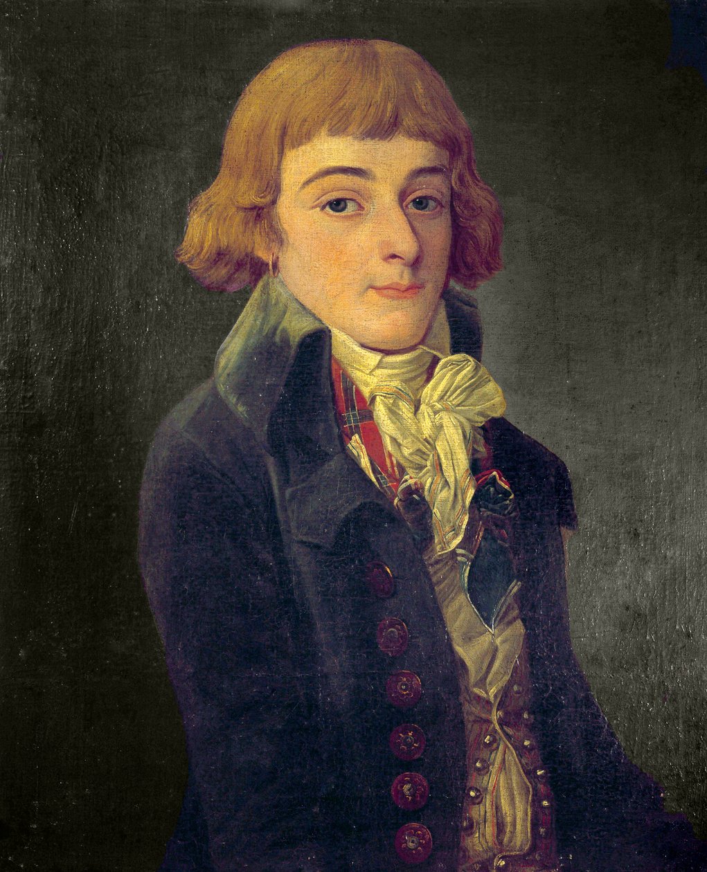 افترض صورة لويس أنطوان دي سانت جوست (سانت جوست) ، تقليدية (1767-1794) لوحة لفرانسوا بونفيل (نشط حوالي 1787) 1791. خافت. 0.63 × 0.53 م. باريس ، متحف كارنافاليت بواسطة فرانسوا بونفيل