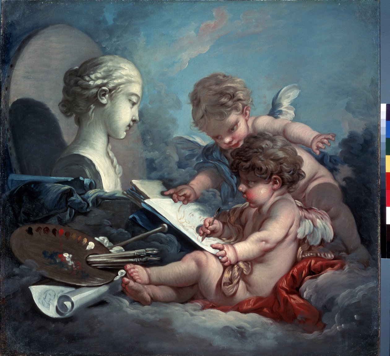 "" صورة رمزية للرسم "(كيوبيد. صورة رمزية للرسم) لوحة لفرانسوا باوتشر (1703-1770) حوالي 1760 ديميتاج 82x87 سم متحف هيرميتاج ، سانت بطرسبرغ (سانت بطرسبرغ) بواسطة فرانسوا باوتشر