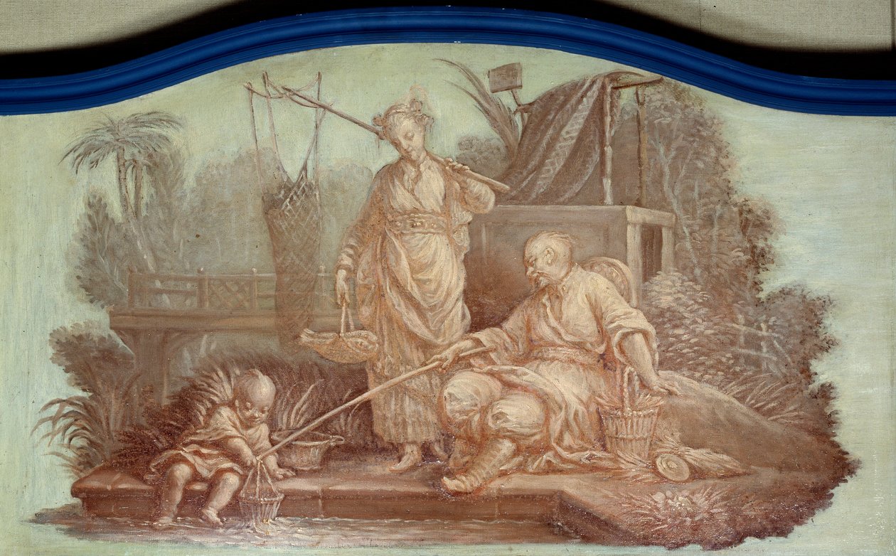 Chinoiserie: مشهد صيد في الصين. يرسم Front de porte بقلم فرانسوا باوتشر (1703-1770) بواسطة فرانسوا باوتشر