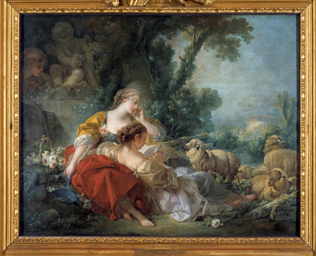 مشهد مدرسة الصداقة البوكوليكية: راعيان والقطيع. لوحة فرانسوا باوتشر (1703-1770) 1760 كارلسروه. قاعة فنون Staatliche بواسطة فرانسوا باوتشر