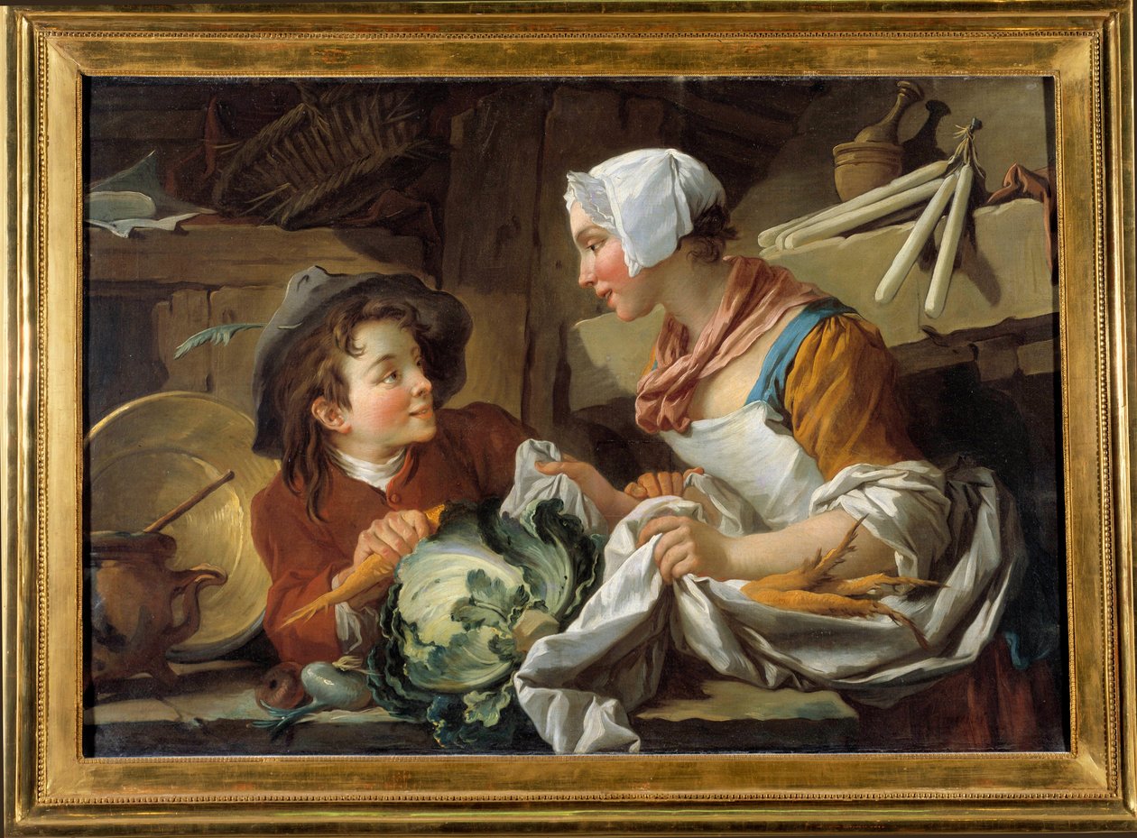 الطباخ والشاب لوحة لفرانسوا باوتشر (1703-1770) 1735. متحف سانت العنوان بواسطة فرانسوا باوتشر