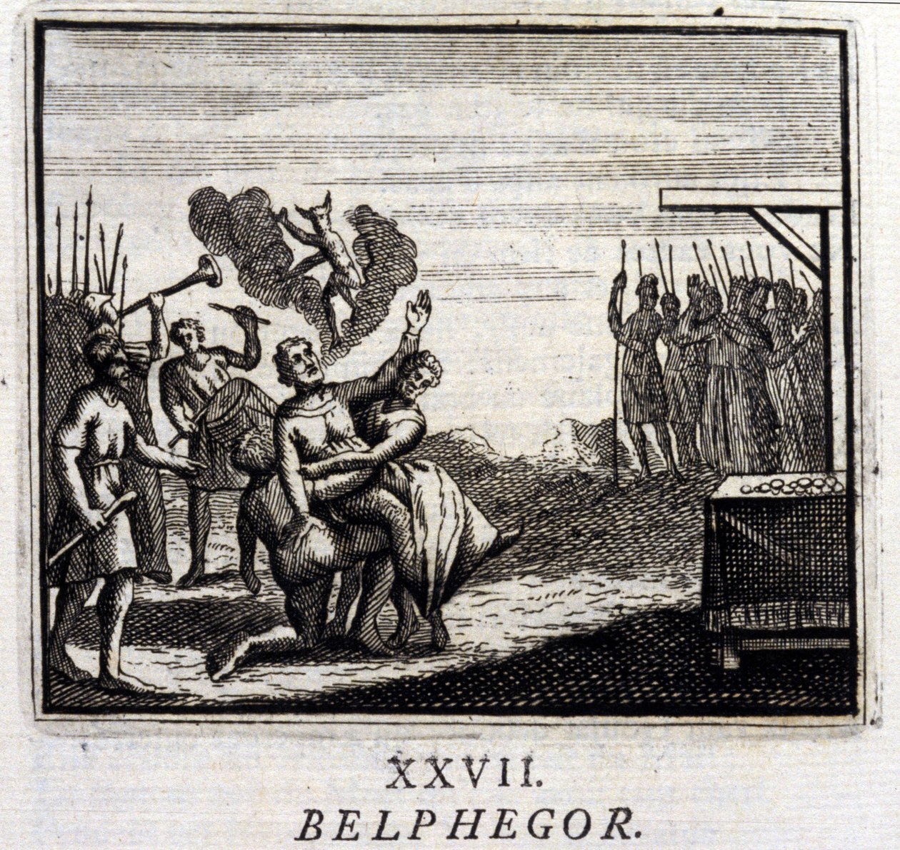 بيلفيجور. أساطير جان دي لافونتين (1621-95). رسم توضيحي لفرانسوا تشوفو (1613-1676). طبعة 1728. بواسطة فرانسوا شوفو