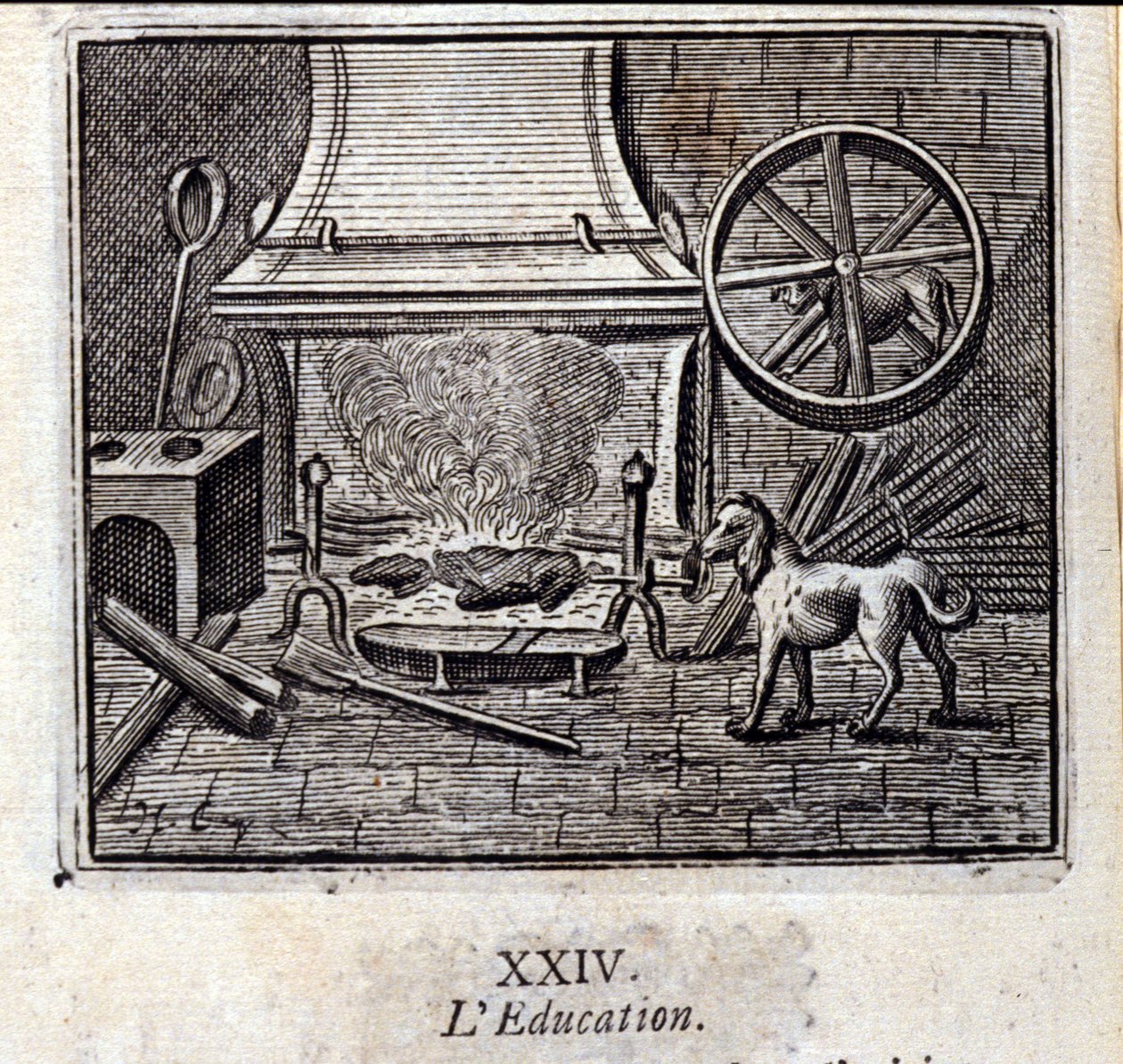 التربية. أساطير جان دي لافونتين (1621-95). رسم توضيحي لفرانسوا تشوفو (1613-1676). طبعة 1728. بواسطة فرانسوا شوفو