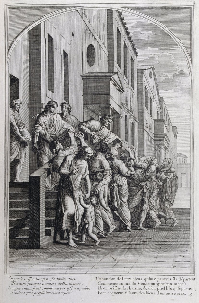 رسم توضيحي من "حياة القديس برونو ، مؤسس النظام الكارثوسي" باريس 1660. بعد لوحات Eustache Le Sueur ونقشها Fran Sois Chauveau © UIG / Leemage بواسطة فرانسوا شوفو