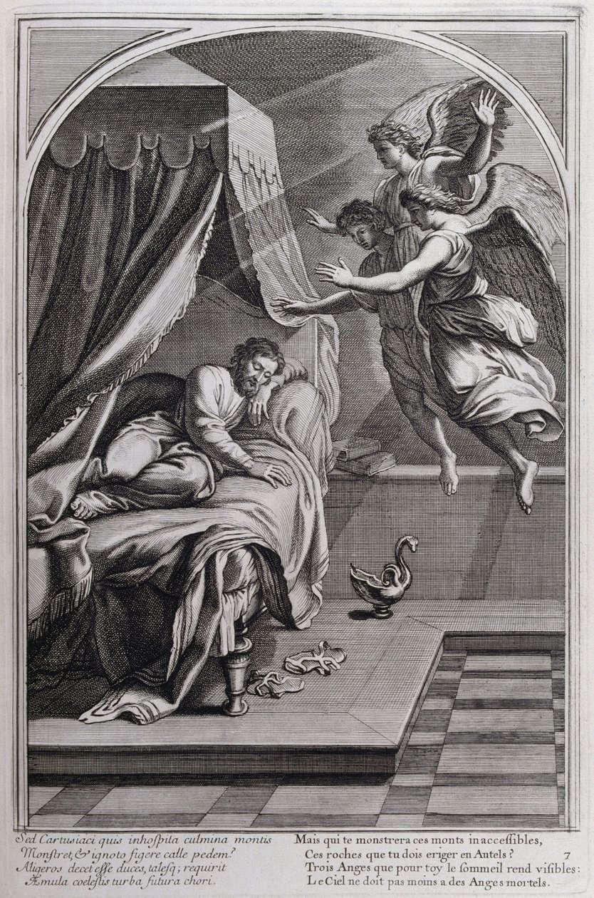رسم توضيحي من "حياة القديس برونو ، مؤسس النظام الكارثوسي" باريس 1660. بعد لوحات Eustache Le Sueur ونقشها Fran Sois Chauveau © UIG / Leemage بواسطة فرانسوا شوفو