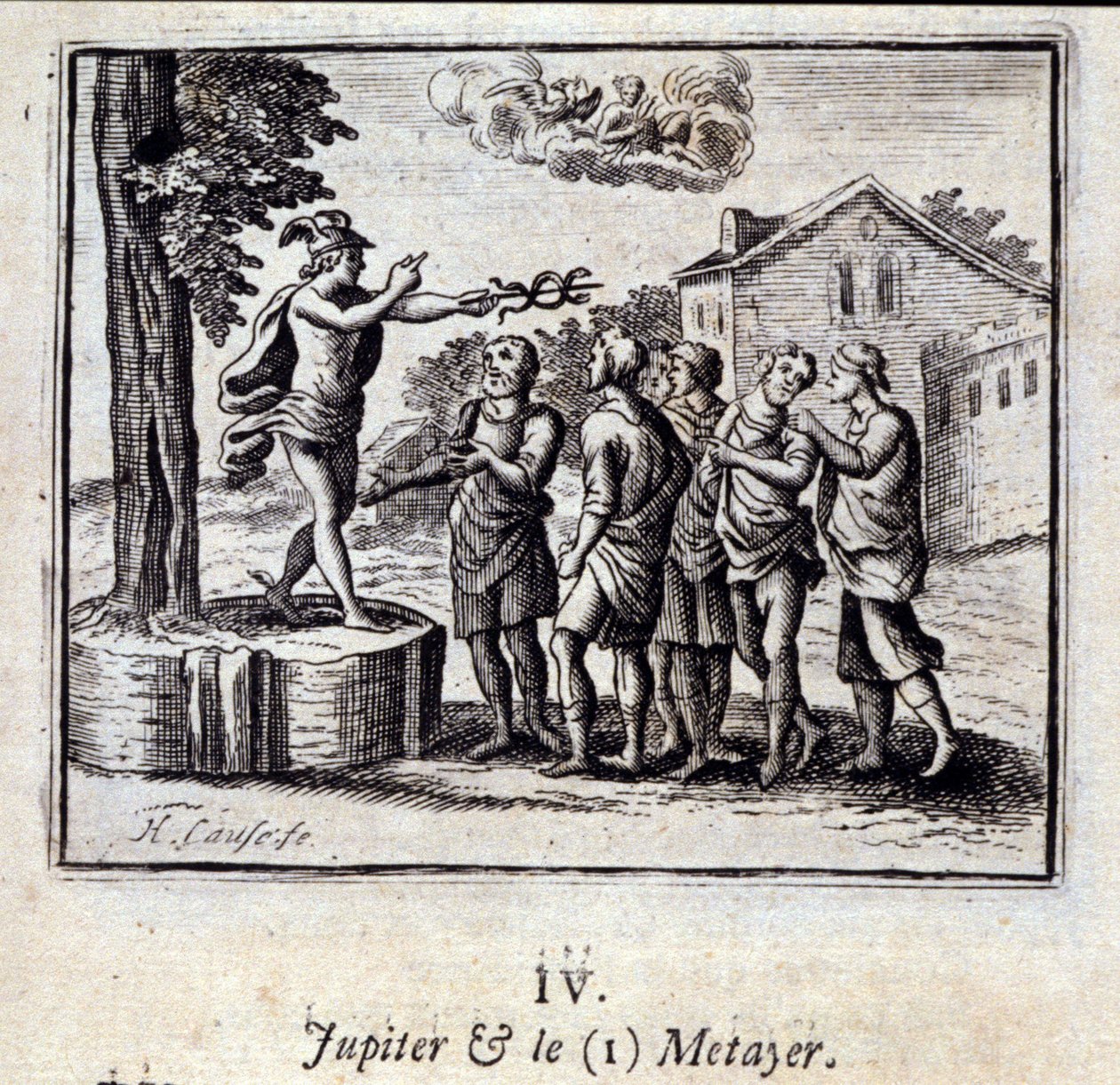 كوكب المشتري والميتير. أساطير جان دي لافونتين (1621-95). رسم توضيحي لفرانسوا تشوفو (1613-1676). طبعة 1728. بواسطة فرانسوا شوفو