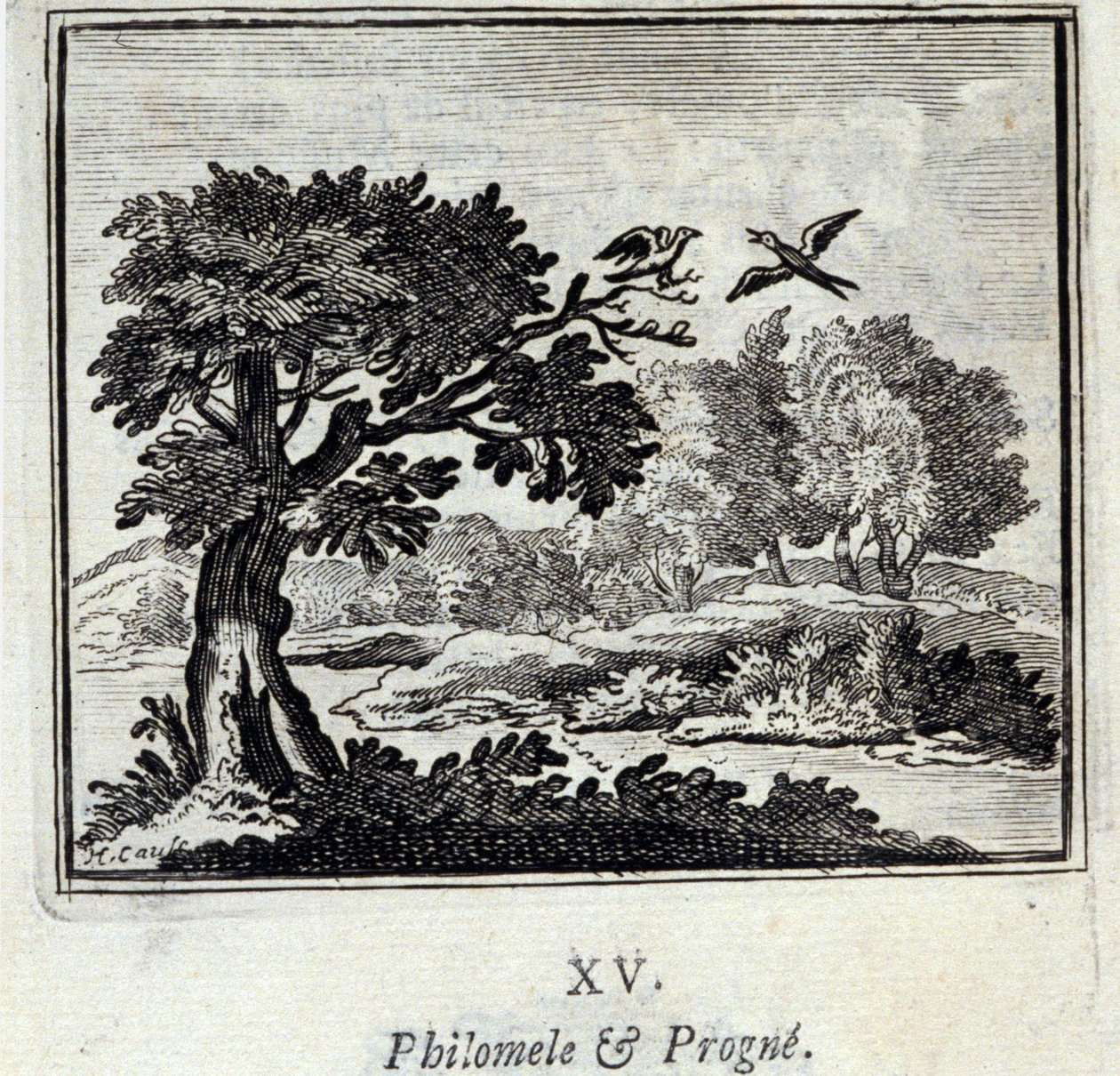 فيلوميل وبروني. أساطير جان دي لافونتين (1621-95). رسم توضيحي لفرانسوا تشوفو (1613-1676). طبعة 1728. بواسطة فرانسوا شوفو