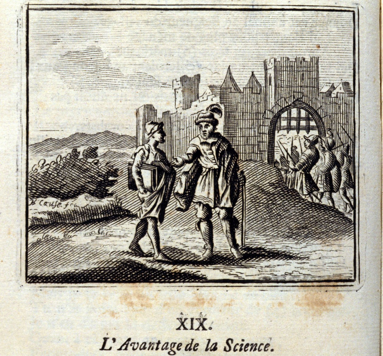 ميزة العلم ، أساطير جان دي لافونتين (1621-95). رسم توضيحي لفرانسوا تشوفو (1613-1676). طبعة 1728. بواسطة فرانسوا شوفو