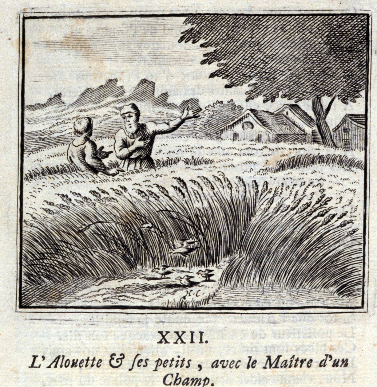 آلويت وأطفاله مع سيد المجال. أساطير جان دي لافونتين (1621-95). رسم توضيحي لفرانسوا تشوفو (1613-1676). طبعة 1728. بواسطة فرانسوا شوفو