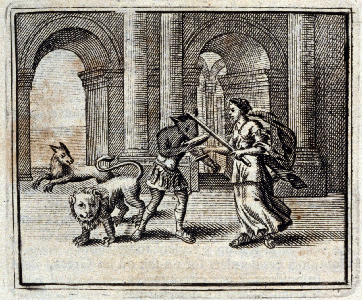 صحابة يوليسيس. أساطير جان دي لافونتين (1621-95). رسم توضيحي لفرانسوا تشوفو (1613-1676). طبعة 1728. بواسطة فرانسوا شوفو