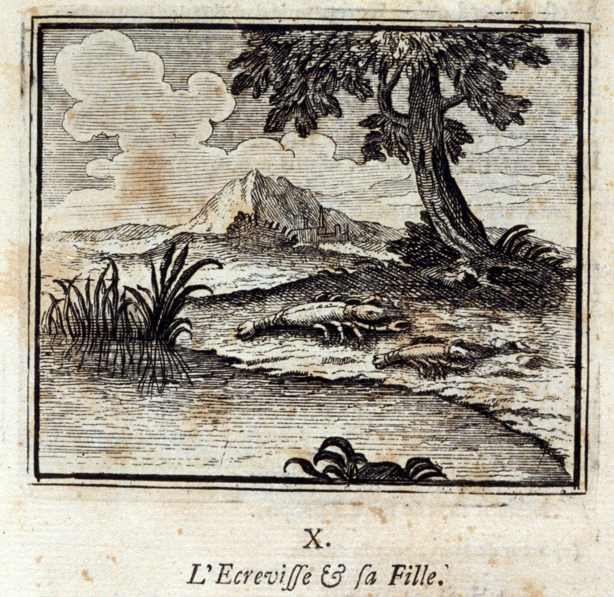 The Crevisse وابنته. أساطير جان دي لافونتين (1621-95). رسم توضيحي لفرانسوا تشوفو (1613-1676). طبعة 1728. بواسطة فرانسوا شوفو