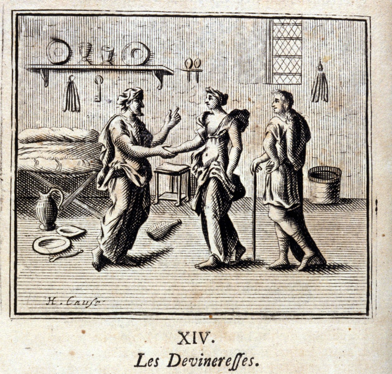 ديفينيراس. أساطير جان دي لافونتين (1621-95). رسم توضيحي لفرانسوا تشوفو (1613-1676). طبعة 1728. بواسطة فرانسوا شوفو