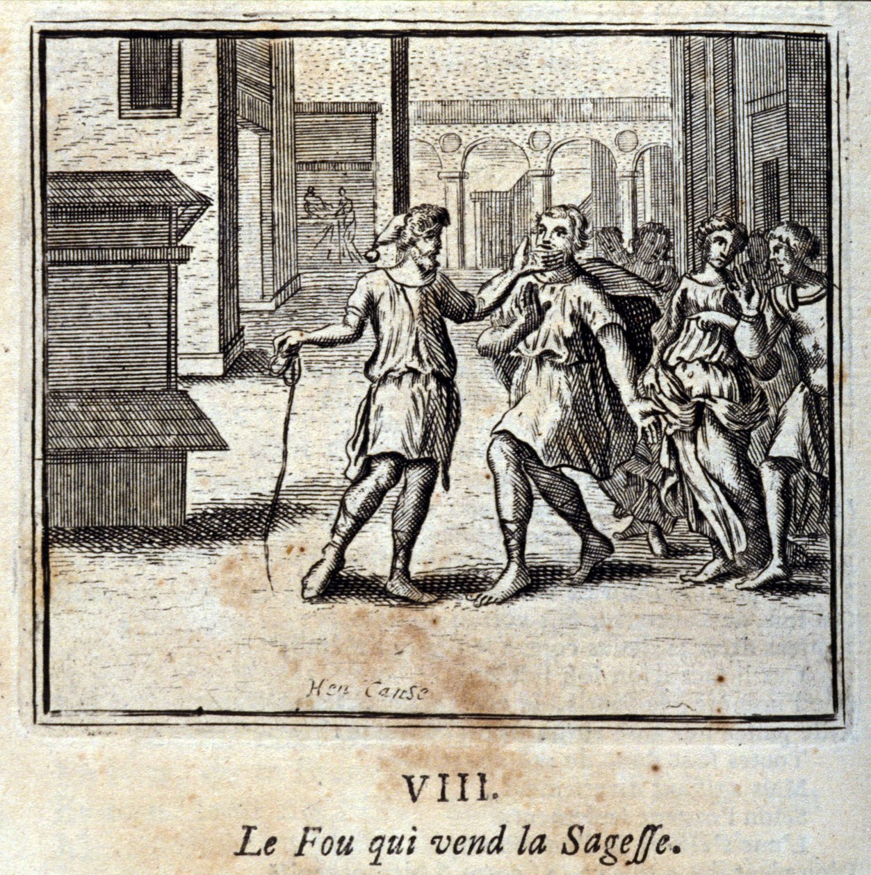 الفاو الذي يبيع الحكمة. أساطير جان دي لافونتين (1621-95). رسم توضيحي لفرانسوا تشوفو (1613-1676). طبعة 1728. بواسطة فرانسوا شوفو