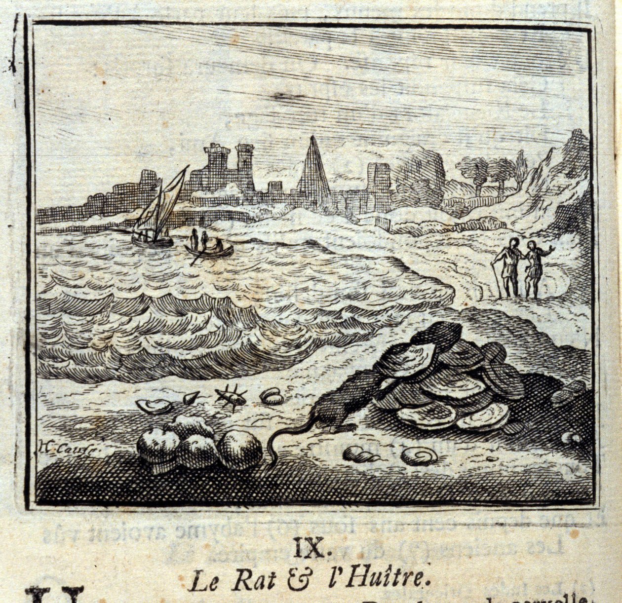 الجرذ والمأوي ، الخرافات لجان دي لافونتين (1621-95). رسم توضيحي لفرانسوا تشوفو (1613-1676). طبعة 1728. بواسطة فرانسوا شوفو