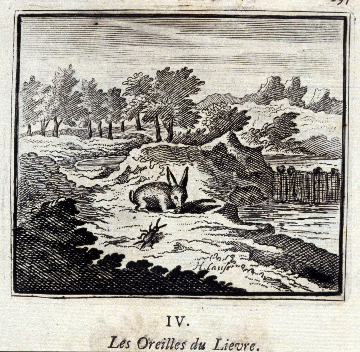 آذان ليفر. أساطير جان دي لافونتين (1621-95). رسم توضيحي لفرانسوا تشوفو (1613-1676). طبعة 1728. بواسطة فرانسوا شوفو