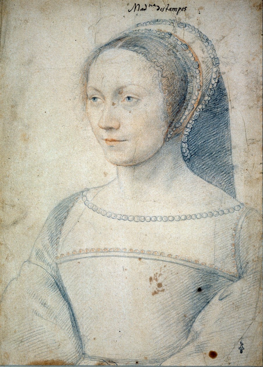 صورة آن دي بيسيلو ، زوجة جان دي براش ، دوقة إتامبس (1508 - 1576). الرسم بالحجر الأسود والدم لفرانسوا كلويه (1515-1572) بواسطة فرانسوا كلويت
