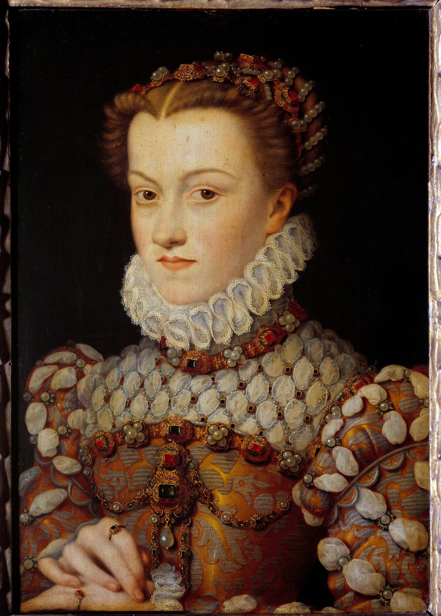 صورة إليزابيث من النمسا (1554-1592) ملكة فرنسا ، زوجة تشارلز التاسع لوحة لفرانسوا كلويت (1515-1572) حوالي 1571 شمس. 0.36x0.26 م - صورة إليزابيث النمسا (1554-1592) ، ملكة فرنسا ، زوجة تشارلز التاسع. اللوحة فرانسوا سي بواسطة فرانسوا كلويت