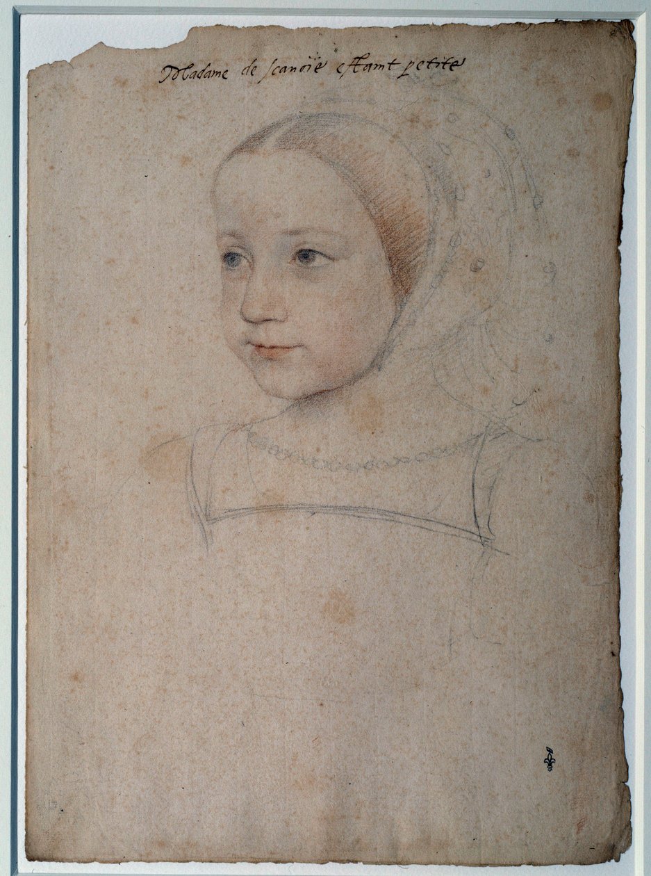 صورة لطفل مارغريت دو فرانس (1523-1574) ، ابنة فرانسوا الأول ، دوقة سافوي الرسم بالحجر الأسود ، الدم المعزز بالألوان المائية بواسطة فرانسوا كلويت (1515-1572) القرن السادس عشر شانتيلي ، متحف كوندي بواسطة فرانسوا كلويت